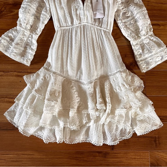 Hemant & Nandita White Lace Cotton Mini Dress New Medium - Picture 14 of 15